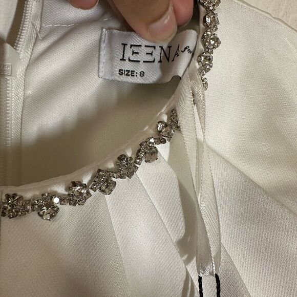 IEENA FOR MAC DUGGAL RHINESTONE EMBELLISHED NECKLINE SHIFT DRESS SZ 8 Event - Picture 5 of 8